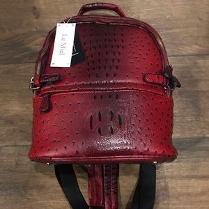 Le Miel Red Backpack Purse